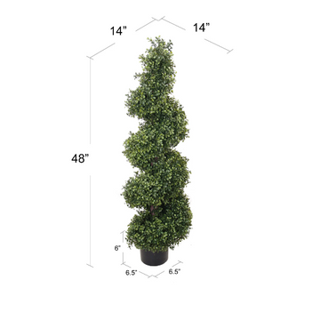 Artificial Artificial Boxwood Spiral Topiary Indoor Outdoor- 4' artificial boxwood artificialflowersdotcom